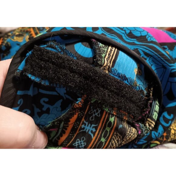 Vintage Diane Freis Large Georgette Blouse, Ruffle, Peacock Paisley Bright - Picture 5 of 6